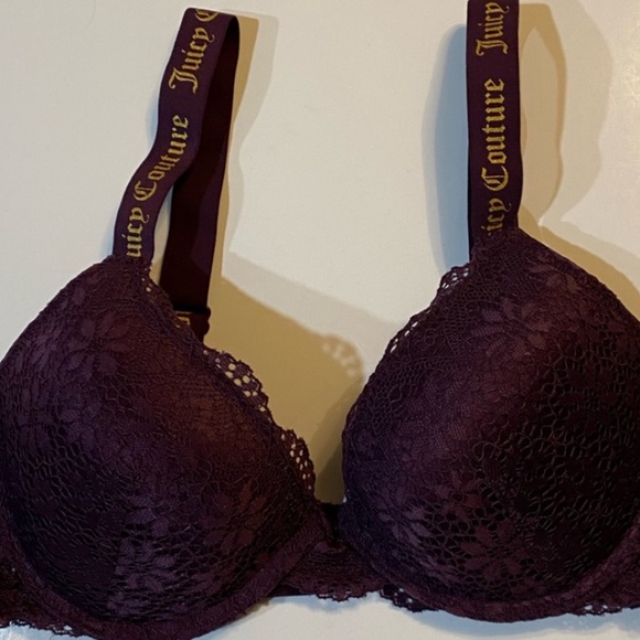 2/$40 34B PUSH UP Purple Lace JUICY COUTURE Bra convertible X crossed straps pad - Picture 9 of 10